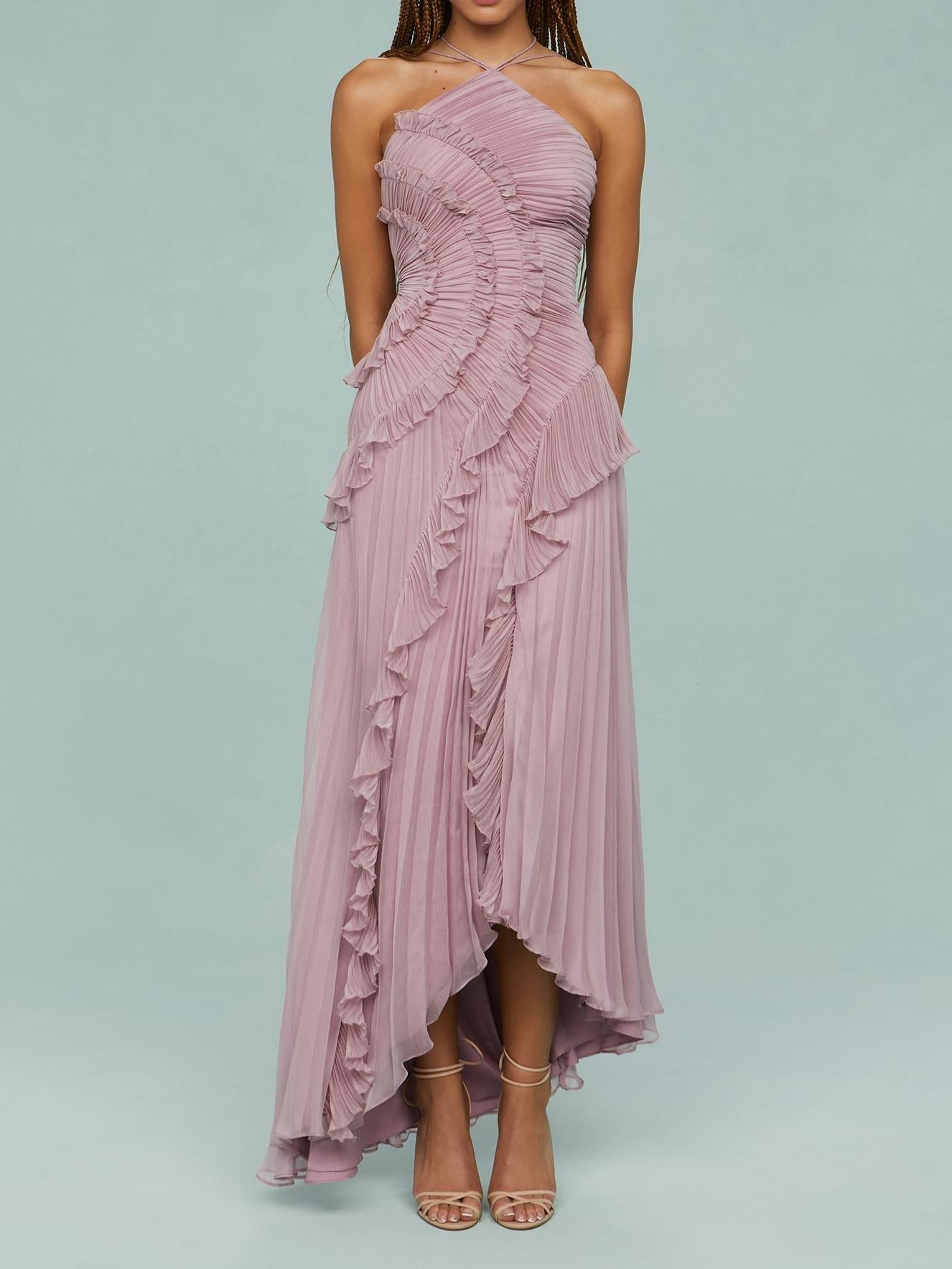 Amber | Rosé Ruffle Elegance Gown