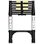 Lightweight, multi-functional, foldable aluminum telescopic ladder with two triangular stabilizers; maximum load capacity 330 lbs.