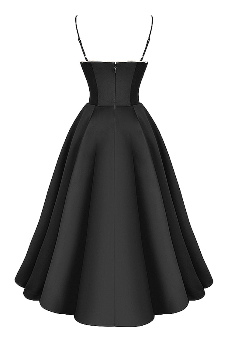 'Mademoiselle' Black Tulle Midi Dress