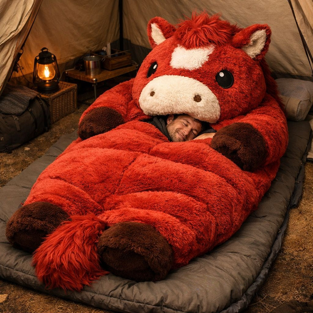 Plush Horse-shaped Sleeping Bag Gift for Animal Lovers Campers